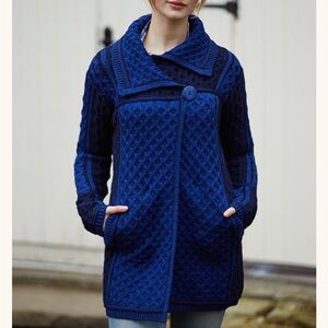 100% Merino Wool Aran Crafts Two Tone Merino Wool C‎oatigan Ireland Size Medium